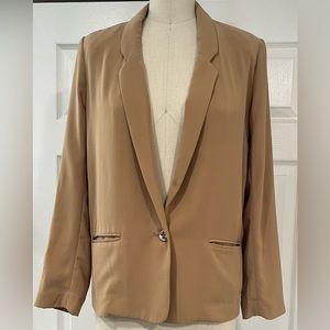 Forever 21 camel oversized blazer, unlined, shoulder pads, 1 button front, sz S